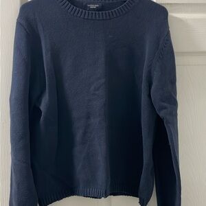 Lands' End Blue Crew Neck Sweater with Ribbed Trim